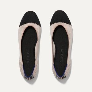Rothy's Black, Blush and Blue Knit Pointed-Toe Flats
